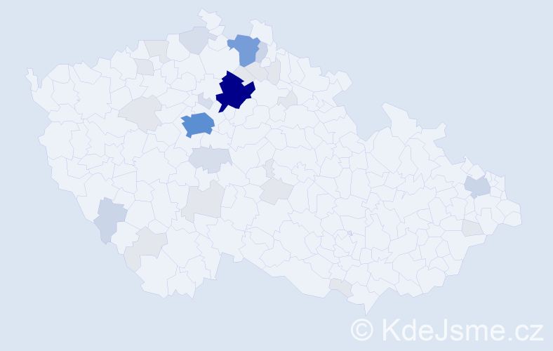 Příjmení: 'Krouský', počet výskytů 96 v celé ČR