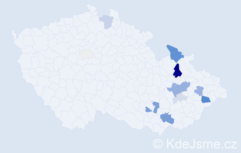 Příjmení: 'Prstková', počet výskytů 31 v celé ČR