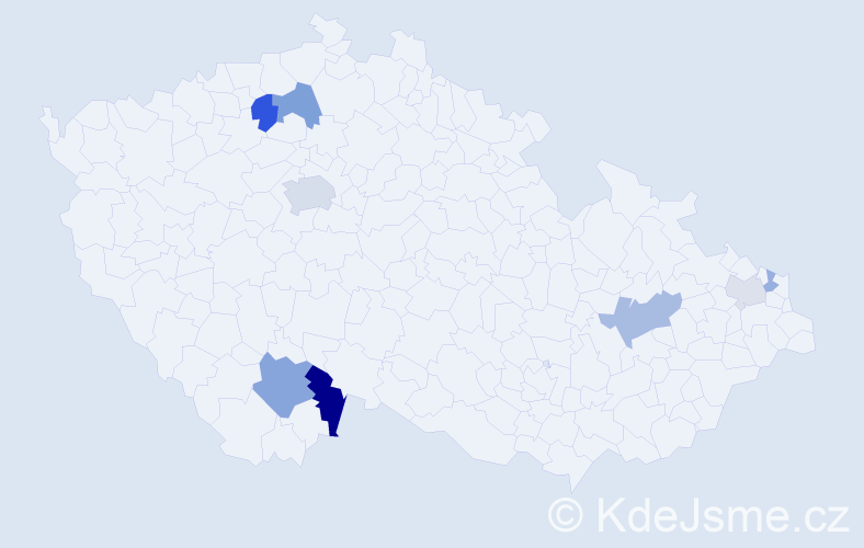 Příjmení: 'Carová', počet výskytů 18 v celé ČR