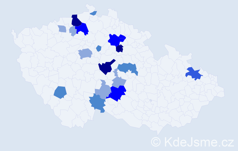 Příjmení: 'Rejthárek', počet výskytů 49 v celé ČR