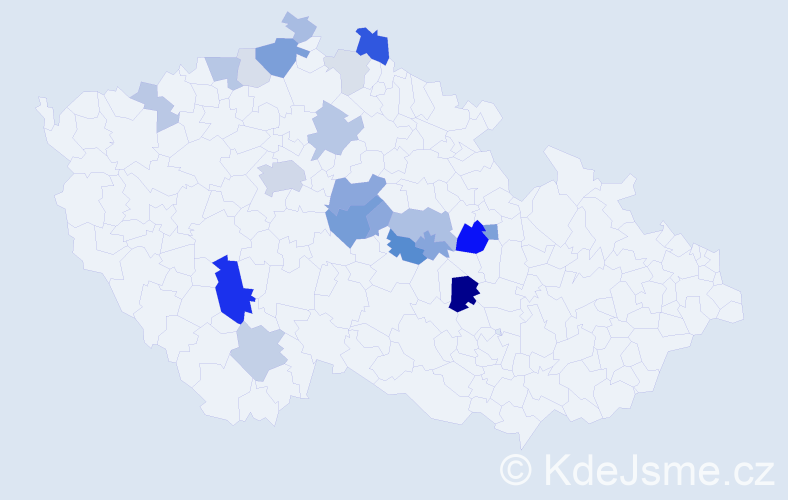Příjmení: 'Klinkáčková', počet výskytů 54 v celé ČR