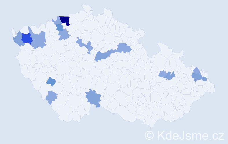 Příjmení: 'Sedlárová', počet výskytů 40 v celé ČR