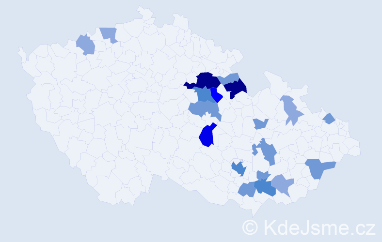 Příjmení: 'Pekáčová', počet výskytů 50 v celé ČR