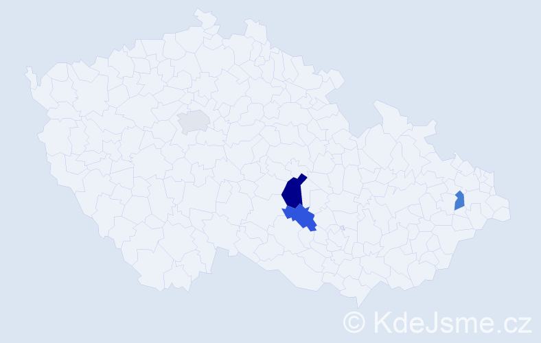 Příjmení: 'Kindra', počet výskytů 5 v celé ČR