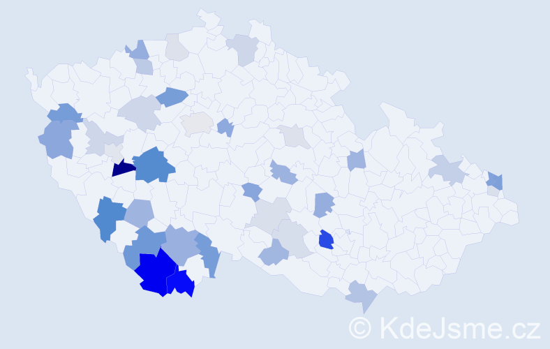 Příjmení: 'Vetrák', počet výskytů 86 v celé ČR