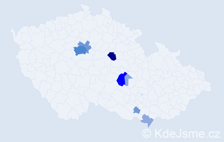 Příjmení: 'Pitka', počet výskytů 19 v celé ČR
