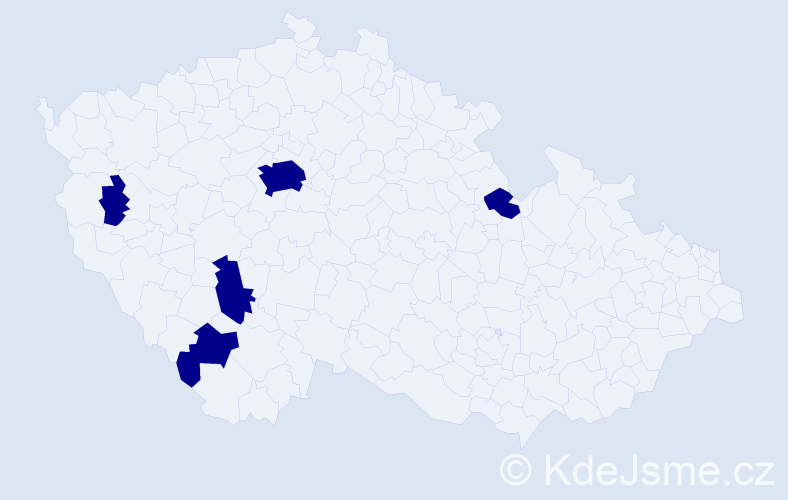Příjmení: 'Maršanová', počet výskytů 5 v celé ČR