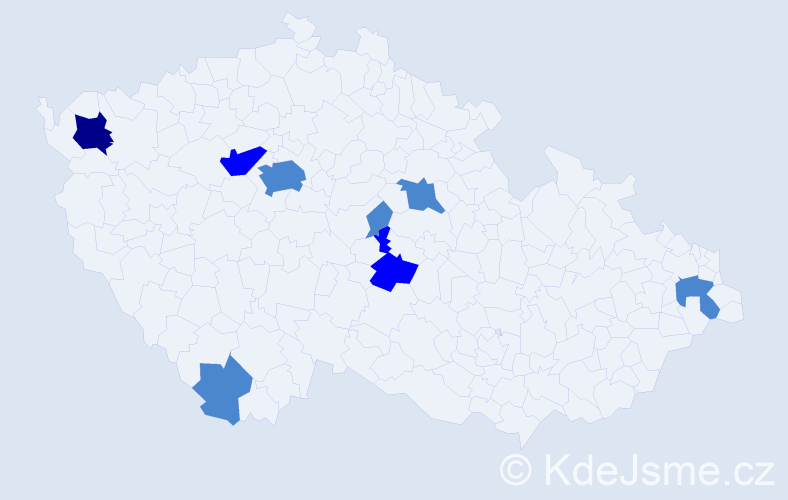 Příjmení: 'Dioszegiová', počet výskytů 12 v celé ČR