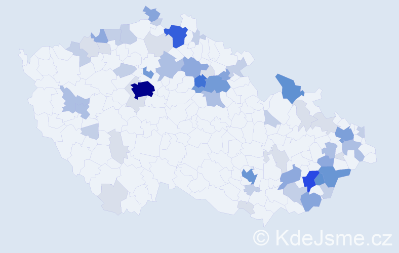 Příjmení: 'Bajza', počet výskytů 202 v celé ČR
