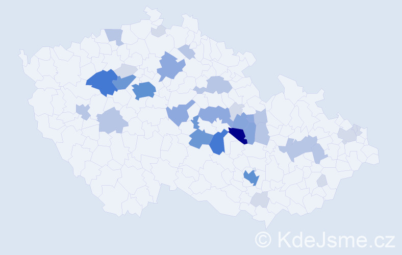 Příjmení: 'Lopour', počet výskytů 107 v celé ČR
