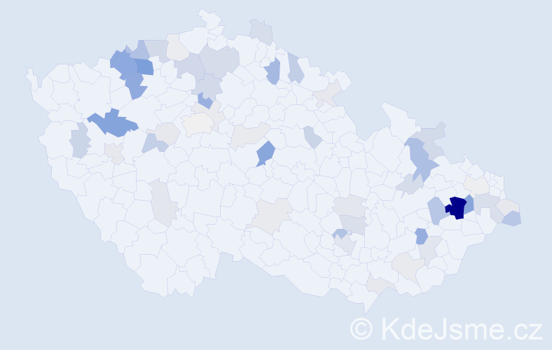 Příjmení: 'Gažo', počet výskytů 156 v celé ČR