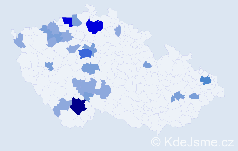 Příjmení: 'Sujová', počet výskytů 56 v celé ČR
