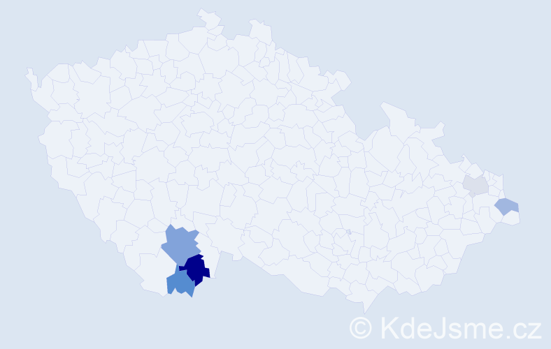 Příjmení: 'Pupek', počet výskytů 8 v celé ČR