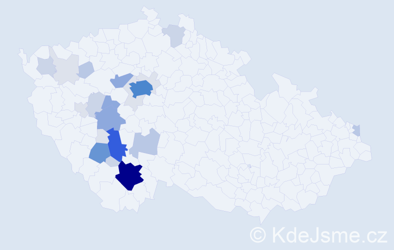 Příjmení: 'Vaňatová', počet výskytů 103 v celé ČR