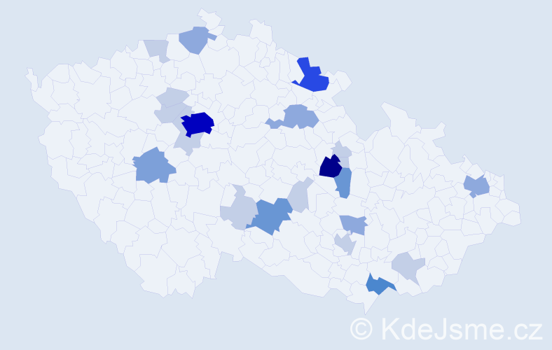 Příjmení: 'Půlkrábková', počet výskytů 62 v celé ČR