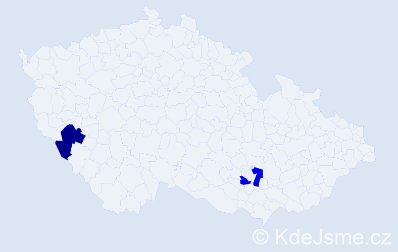 Příjmení: 'Tsekot', počet výskytů 2 v celé ČR