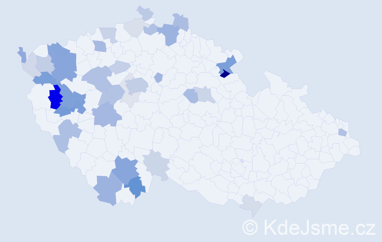 Příjmení: 'Hackerová', počet výskytů 106 v celé ČR