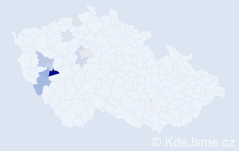 Příjmení: 'Kybicová', počet výskytů 36 v celé ČR