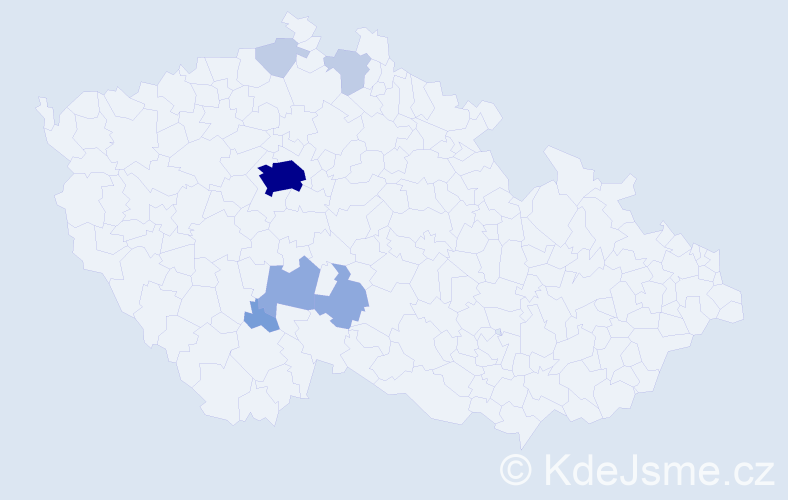 Příjmení: 'Dobal', počet výskytů 19 v celé ČR