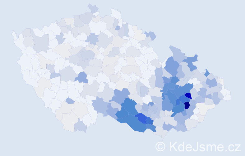 Příjmení: 'Vybíral', počet výskytů 1386 v celé ČR