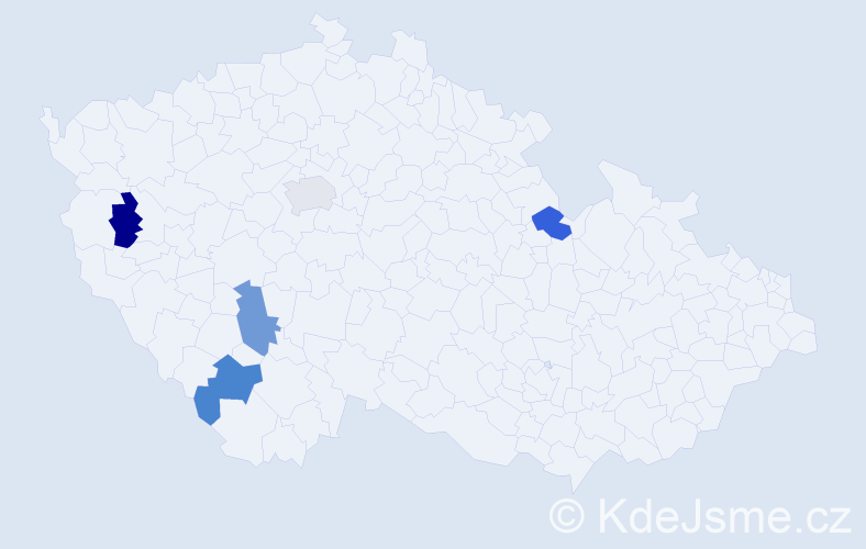 Příjmení: 'Maršanová', počet výskytů 5 v celé ČR
