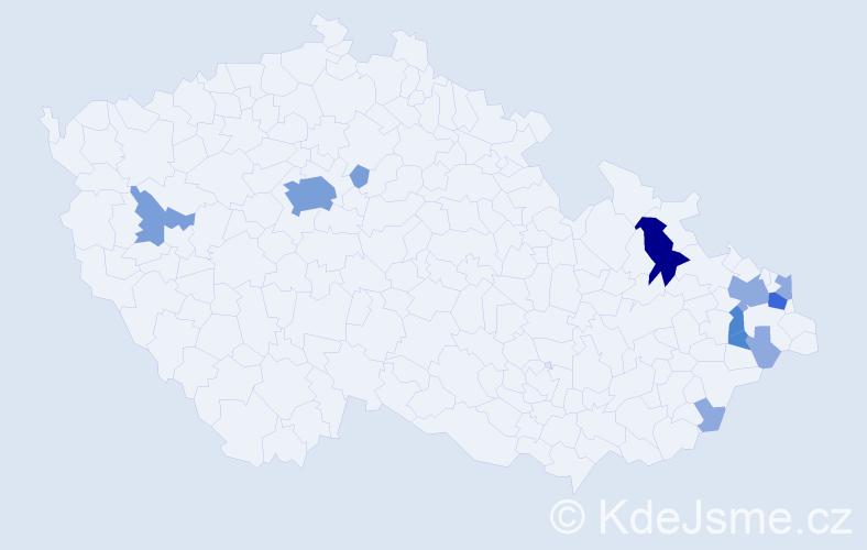 Příjmení: 'Kojdová', počet výskytů 27 v celé ČR