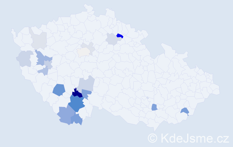 Příjmení: 'Vlažná', počet výskytů 60 v celé ČR