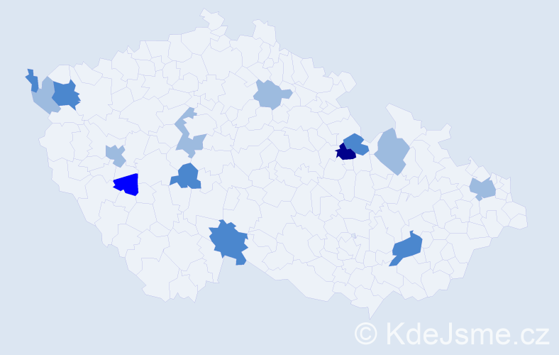 Příjmení: 'Blank', počet výskytů 25 v celé ČR