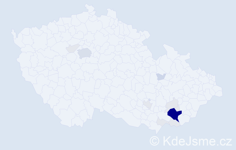 Příjmení: 'Běhávková', počet výskytů 53 v celé ČR