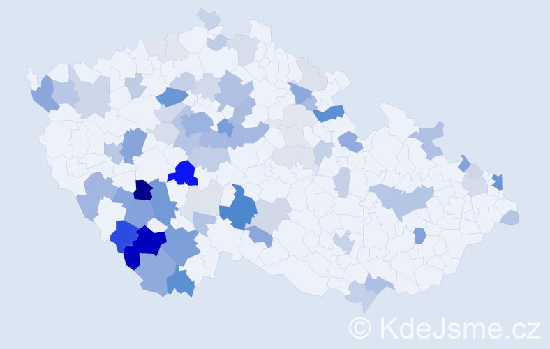 Příjmení: 'Kurz', počet výskytů 220 v celé ČR