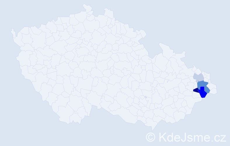 Příjmení: 'Kapčová', počet výskytů 5 v celé ČR