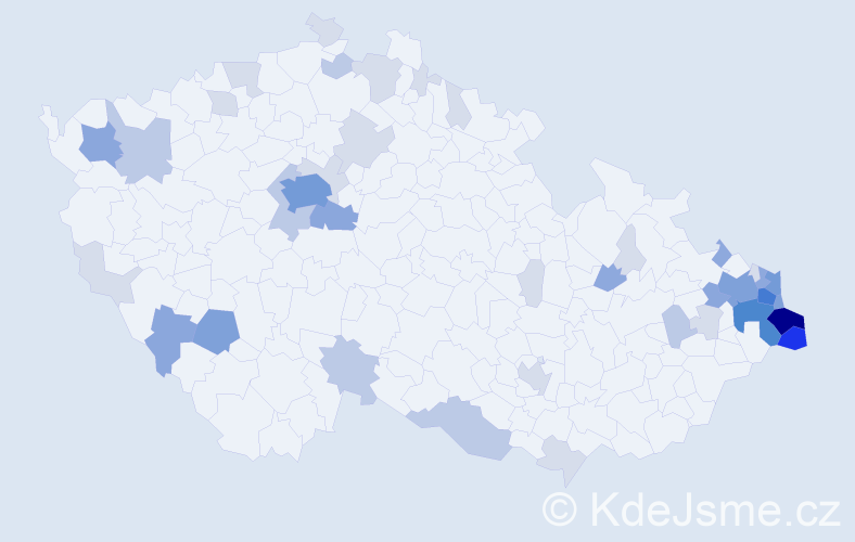 Příjmení: 'Michaliková', počet výskytů 130 v celé ČR