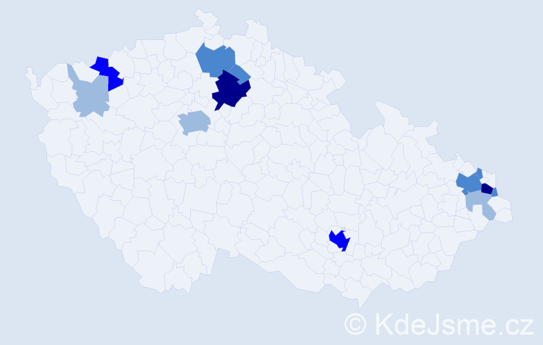 Příjmení: 'Dömény', počet výskytů 27 v celé ČR