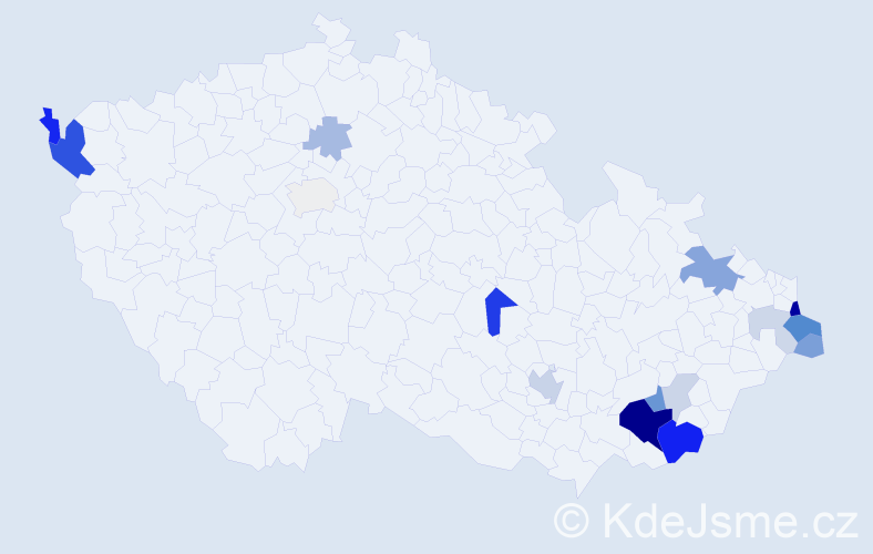 Příjmení: 'Kura', počet výskytů 48 v celé ČR