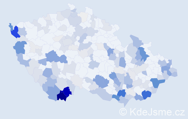 Příjmení: 'Valíčková', počet výskytů 630 v celé ČR