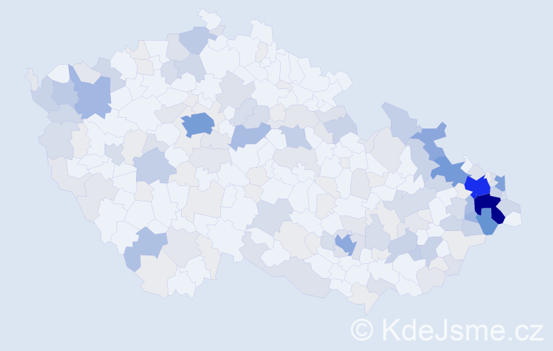 Příjmení: 'Tkáčová', počet výskytů 577 v celé ČR