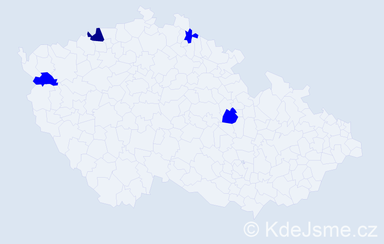 Příjmení: 'Bodo', počet výskytů 5 v celé ČR