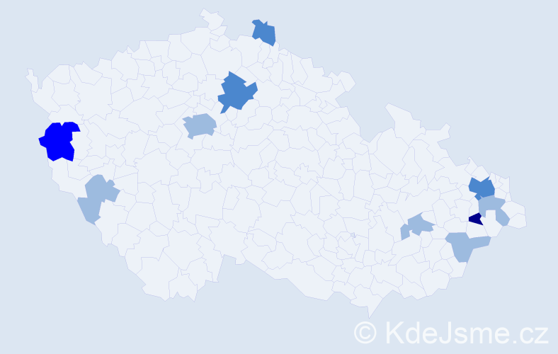Příjmení: 'Dravecký', počet výskytů 18 v celé ČR
