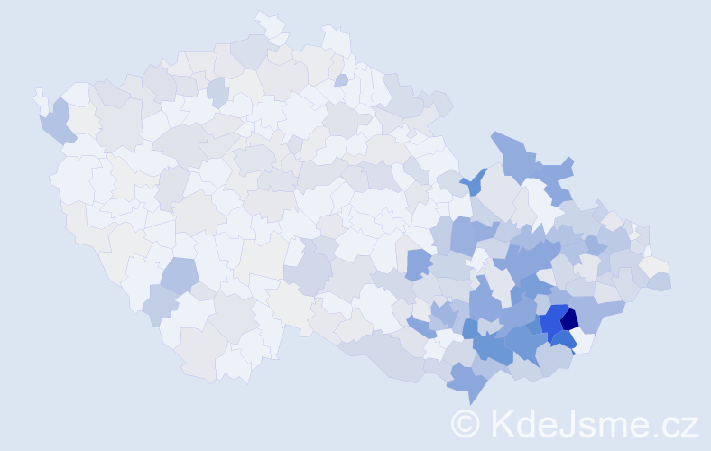 Příjmení: 'Bednařík', počet výskytů 1311 v celé ČR