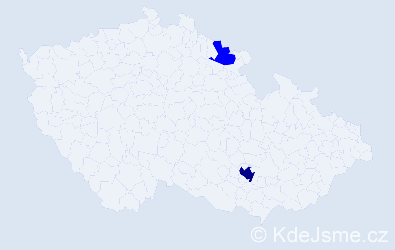 Příjmení: 'Kostadinovská', počet výskytů 5 v celé ČR