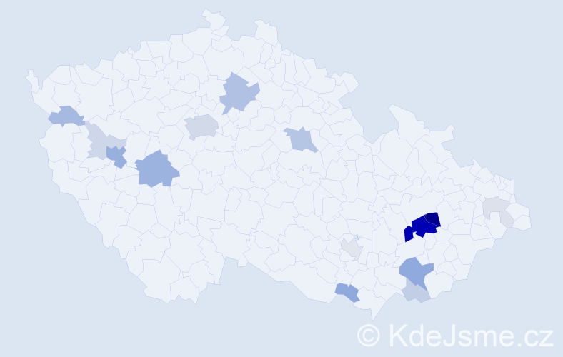 Příjmení: 'Kuban', počet výskytů 59 v celé ČR