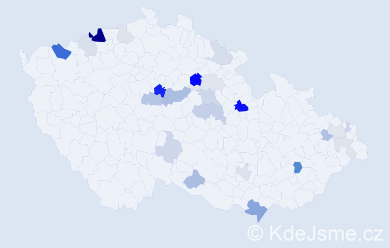 Příjmení: 'Barkóci', počet výskytů 61 v celé ČR