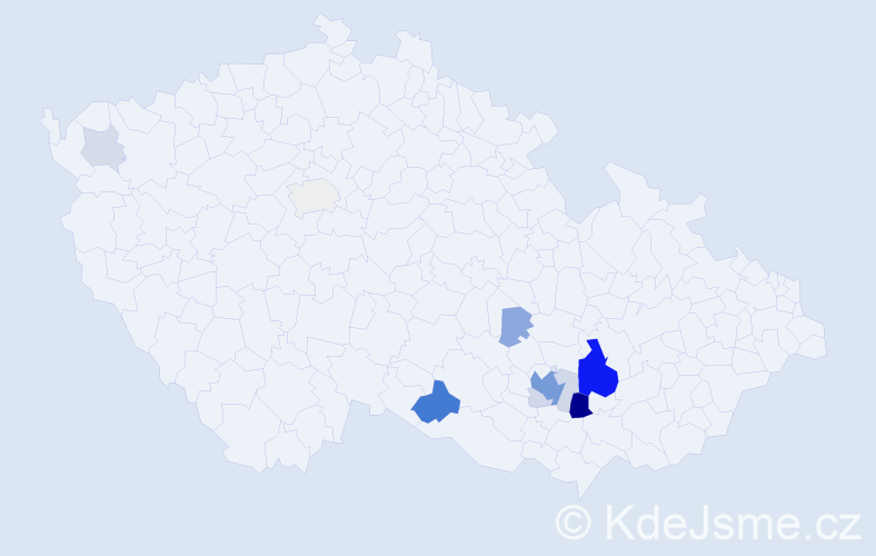 Příjmení: 'Kolejka', počet výskytů 38 v celé ČR