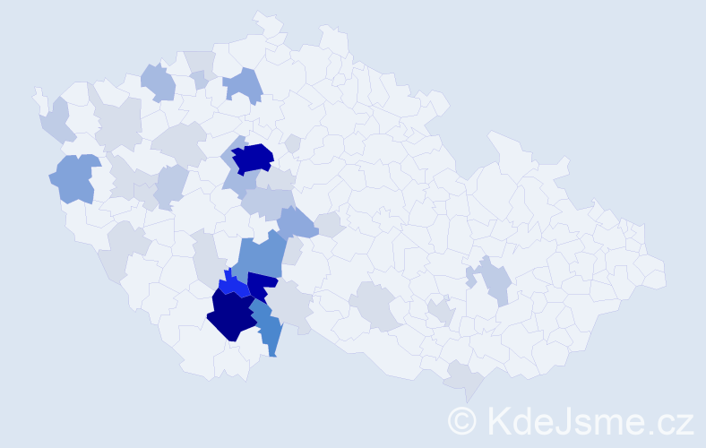 Příjmení: 'Malecha', počet výskytů 133 v celé ČR