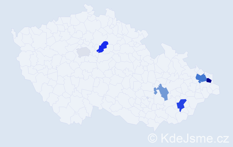 Příjmení: 'Daničová', počet výskytů 12 v celé ČR