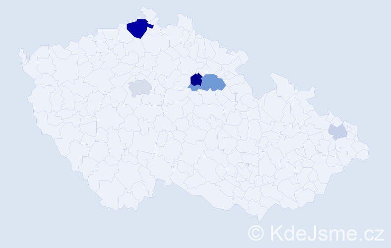 Příjmení: 'Bimonová', počet výskytů 10 v celé ČR