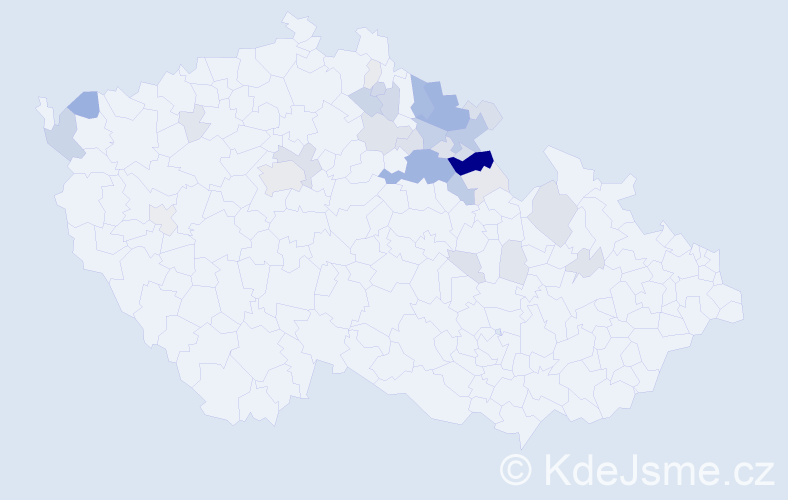 Příjmení: 'Zilvar', počet výskytů 128 v celé ČR