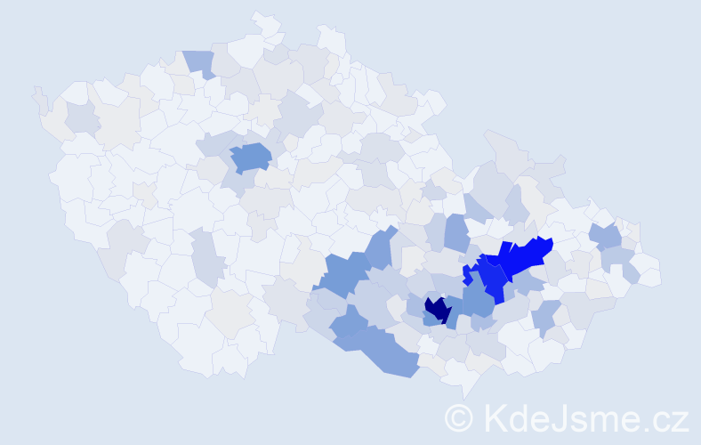 Příjmení: 'Kaláb', počet výskytů 832 v celé ČR