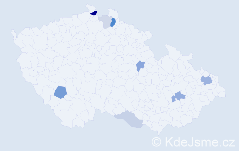 Příjmení: 'Koral', počet výskytů 19 v celé ČR