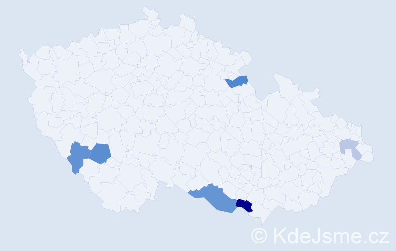 Příjmení: 'Domený', počet výskytů 10 v celé ČR